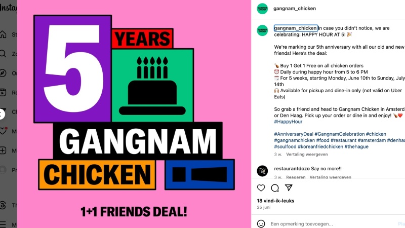 GangnamChicken instagram jubileum instagramcopy