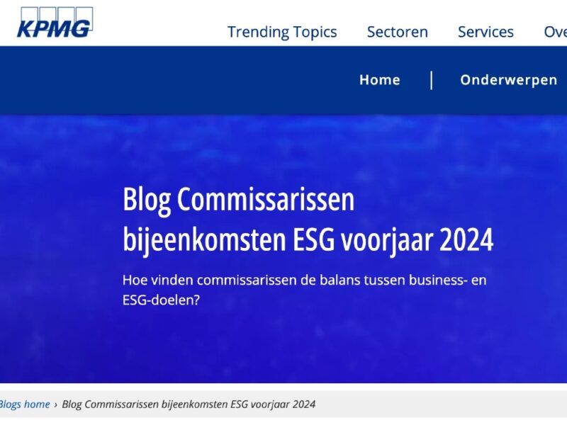KPMG ESG blog blogschrijver